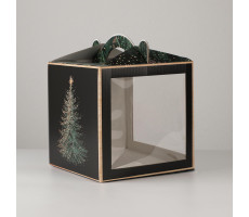 Коробка кондитерская с окном, сундук, "Новогодняя посылка" 20*20*20см