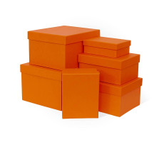 Прямоугольная коробка оранжевый, тисненая бумага
