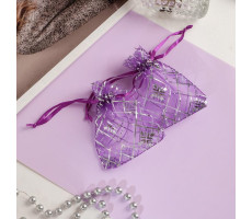 Мешочек подарочный "Ромбы", 7*9, цвет тёмно-фиолетовый с серебром